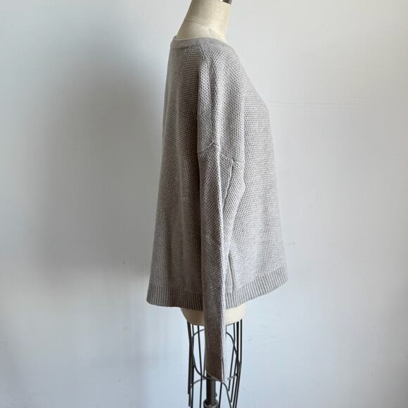 VINCE Gray Wool Yak Blend Long Sleeve Waffle Knit Sweater - Picture 3 of 8